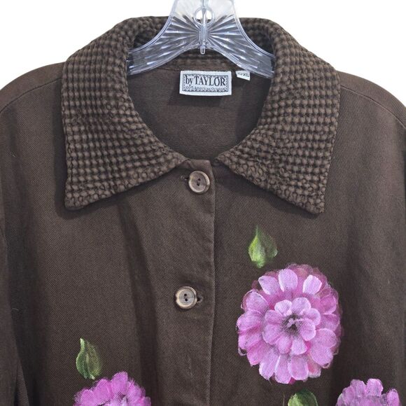 By Taylor American Original American Hand Painted L/XL Shacket Vtg Grunge Boho - Picture 2 of 15